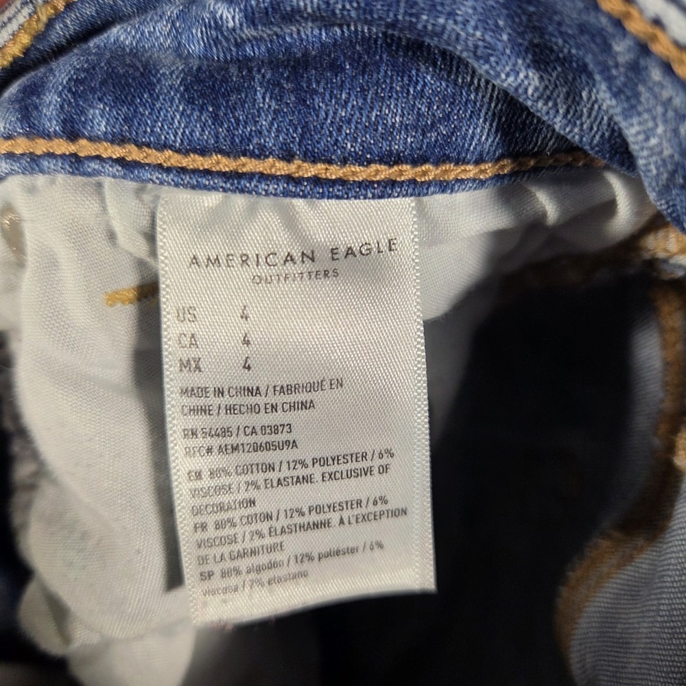 American Eagle Shorts High Rise Shortie Denim Womens Size 4 Distressed - Picture 4 of 9